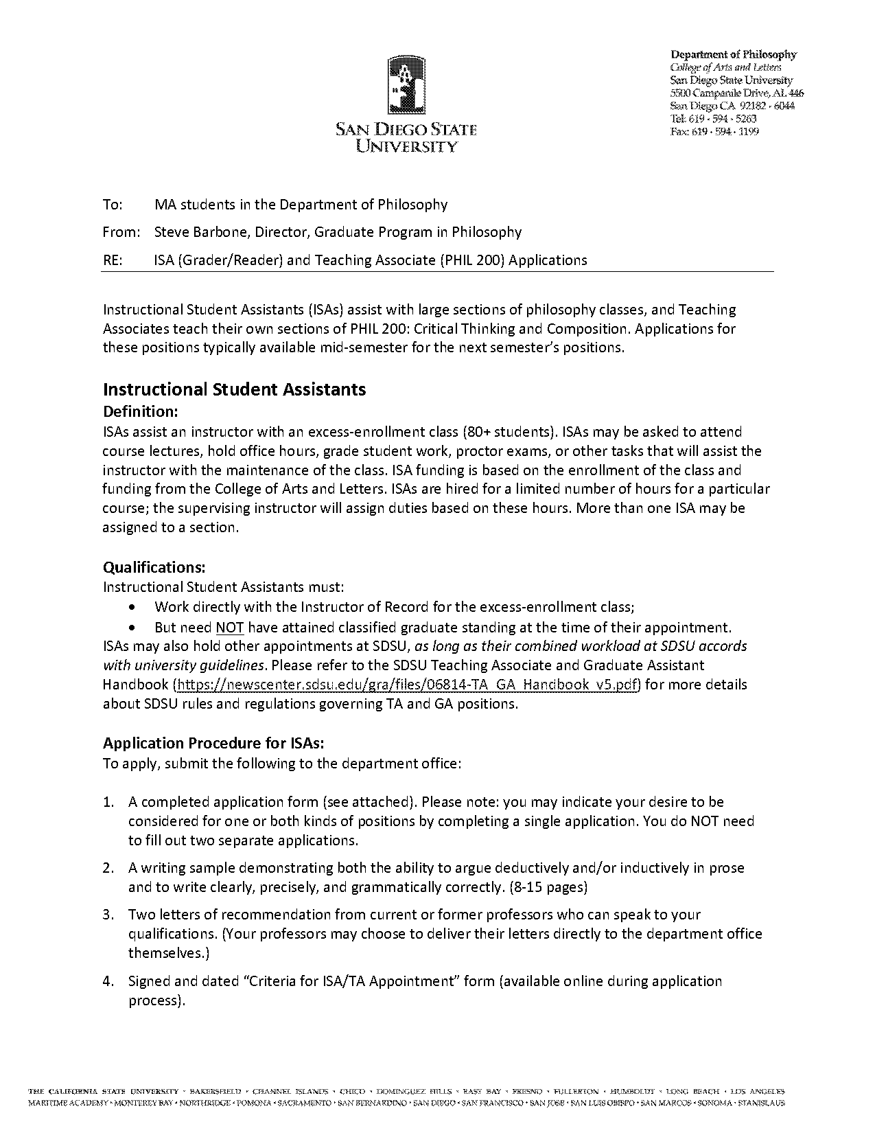 application letter for teaching appointment